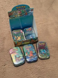 Pokemon TCG Kanto Friends Mini Tins Full Set of 5 and display box - New Sealed - Image 2