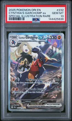 2025 POKEMON DRI EN-DESTINED RIVALS #232 CYNTHIA'S GARCHOMP EX PSA 10 - Image 1