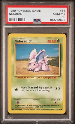 1999 POKEMON GAME #55 NIDORAN PSA 10 - Image 1