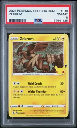 2021 Pokemon Celebrations Zekrom #010 PSA 8 – Holo Rare - Image 1