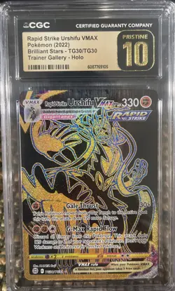 CGC 10 Pristine Rapid Strike Urshifu VMAX Gold TG30/TG30 Brilliant Stars Pokemon - Image 1