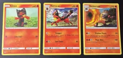 Pokemon Litten #15 & Torracat #16 & Incineroar #17 Shining Legends Card Set - Image 1