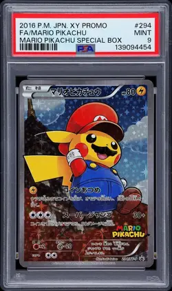 2016 POKEMON XY PROMO MARIO PIKACHU SPECIAL BOX FULL ART PSA 9 - Image 1