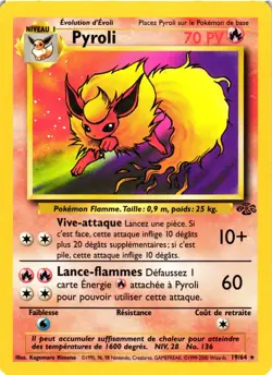Pokemon TCG Pyroli (Flareon) French 19/64 Rare Non-Holo Jungle VLP - Image 1