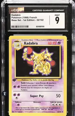 Kadabra 1st Edition 32/102 French Base Set Pokemon 1999 Vintage - Image 1