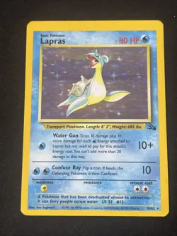 Pokemon TCG Lapras Fossil 10/62 Holo 1999-2000 Wizards Holo Rare - Image 1