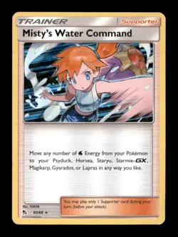 MISTY'S WATER COMMAND 63/68 HOLO R HIDDEN FATES POKEMON HOLO LP - Image 1