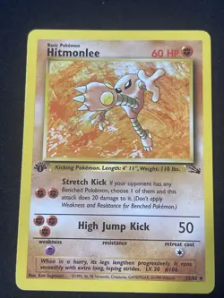 NM Hitmonlee Fossil 22/62 1st Edition Non Holo Rare Vintage Pokemon - Image 1