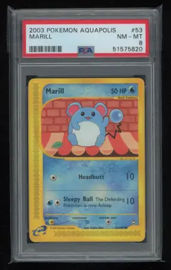 POKEMON Aquapolis MARILL 53/147 Uncommon PSA 8 NM-MT Vintage WOTC Low POP 9 - Image 1
