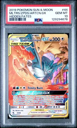 PSA 10 MOLTRES ZAPDOS ARTICUNO GX 44 HIDDEN FATES POKEMON - Image 1