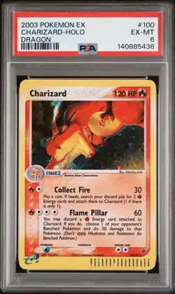 PSA 6 CHARIZARD 100/97 | EX Dragon Holo E Series Graded Pokemon Card - Image 1