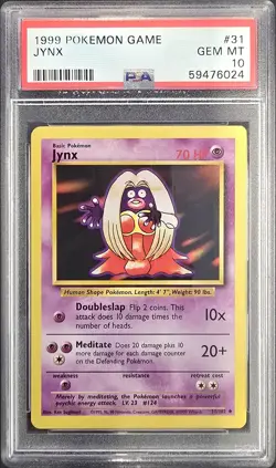 1999 POKEMON GAME #31 JYNX PSA 10 - Image 1