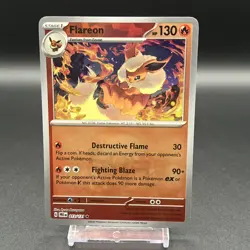 Pokemon SV Prismatic Evolutions Flareon Pokeball Reverse Holo Rare 013/131 - Image 1