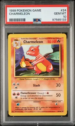 1999 POKEMON GAME #24 CHARMELEON PSA 10 - Image 1
