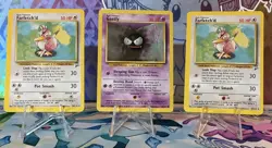1995 Vintage Pokemon TCG Farfetch’d (2) Base Gastly (1) Lot LP-HP - Image 1
