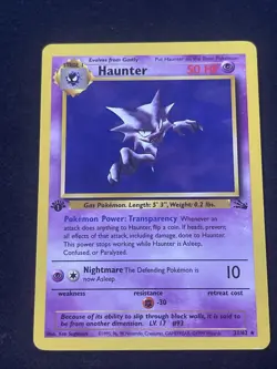 Pokemon TCG 1st Edition Haunter 21/62 Fossil Set Non Holo Rare 1999 WOTC VTG LP - Image 1