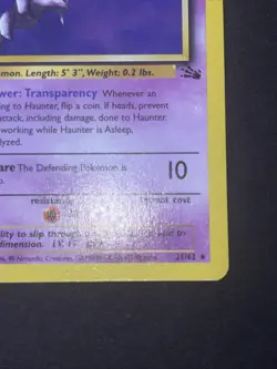 Pokemon TCG 1st Edition Haunter 21/62 Fossil Set Non Holo Rare 1999 WOTC VTG LP - Image 5