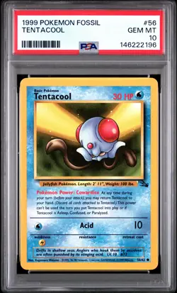 1999 POKEMON FOSSIL #56 TENTACOOL PSA 10 - Image 1