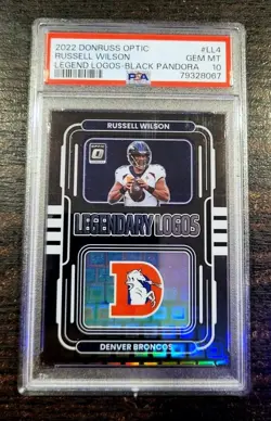 2022 Donruss Optic Russell Wilson #LL4 Legend Logos-Black Pandora /25 PSA 10 - Image 1