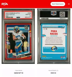 2023 Panini Donruss Optic Rated Rookie Puka Nacua #238 Red Prizm /99 PSA 10 GM - Image 4