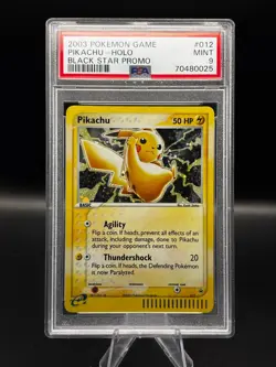 PIKACHU [NINTENDO BLACK STAR PROMO HOLO] 2003 PSA 9 #012 12 - POP 1000 - Image 1