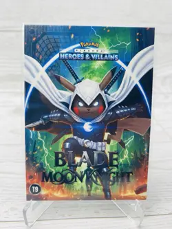 Pikachu as Blade Moonknight #T9 Holo Heroes & Villains non-Pokemon fan art - Image 2