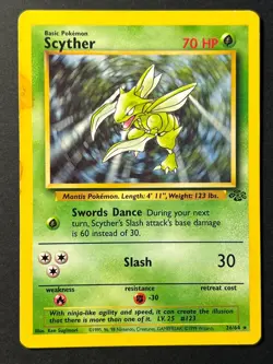 Scyther 26/64 Jungle Unlimited Rare - WOTC Pokemon Card B MP - Image 1