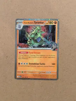 Pokemon TCG Team Rocket's Tyranitar Destined Rivals Prerelease Stamped 96/182 NM - Image 1