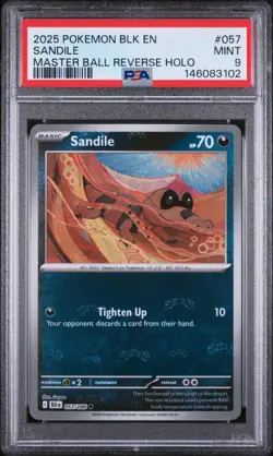 2025 POKEMON BLK EN-BLACK BOLT MASTER BALL REVERSE HOLO #057 SANDILE PSA 9 - Image 1