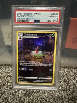 2023 POKEMON SWORD & SHIELD CROWN ZENITH #GG02 FULL ART/KRICKETUNE PSA 10 - Image 1