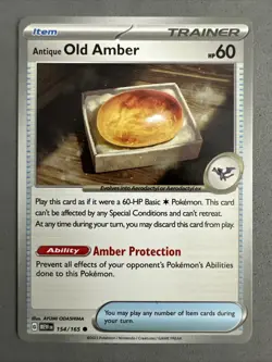 Pokemon TCG * Scarlet & Violet 151 Card * 154/165 Antique Old Amber * FRESH PK - Image 1