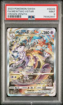 2023 POKEMON SWORD & SHIELD CROWN ZENITH #GG44 FULL ART/MEWTWO VSTAR MINT PSA 9 - Image 1