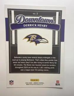 2025 Panini Donruss - Derrick Henry DOWNTOWN #3 Baltimore Ravens Oversized Jumbo - Image 2