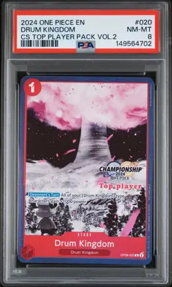 2024 ONE PIECE CHAMP 2024 TOP PLAYER PACK VOL.2 #020 DRUM KINGDOM PSA 8 - Image 1
