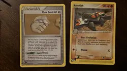 Pokemon EX Sandstorm Armaldo Holo Swirl, Anorith & Claw Fossil 3 Card Lot. - Image 3