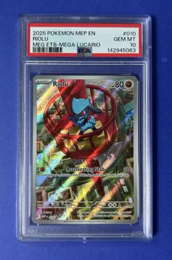 2025 Pokemon MEP EN Riolu MEG ETB - Mega Lucario #010 PSA 10 GEM MT - Image 1