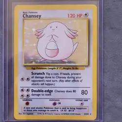 Pokemon TCG Base Set Chansey Holo Rare 3/102 English HP120 1999 - Image 1