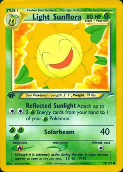 LIGHT SUNFLORA 72/105 COMMON NEO DESTINY POKEMON 1ST EDITION MP - Image 1