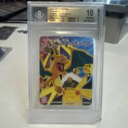 2025 Marumiya Pokemon Mixed Rice Sticker Captain Pikachu Charizard #7 BGS 10 - Image 1