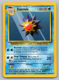 Pokemon TCG Base Set Starmie 064/102 - Image 1