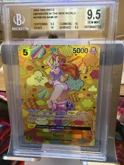 One Piece TCG OP08-106 Nami SP Alt Art Beckett Graded BGS 9.5 - Image 1