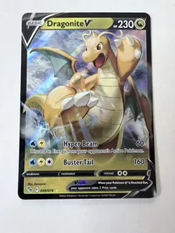 Miscut Pokemon TCG Dragonite v Full Art Holo Ultra Rare Card 049/078 - Image 1