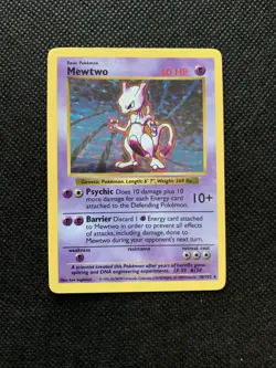 Pokemon Cards: Base Set Shadowless Rare Holo: Mewtwo 10/102 - Image 1