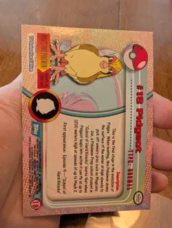 PIDGEOT Pokemon 1999 Topps #18 Blue Logo TV Animation Edition HOLO Foil - Image 2