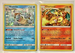 Pokemon Team Up Blastoise 25/181 Charizard 14/181 Cracked Ice Holo & Promo Cards - Image 3