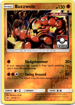 Pokemon TCG Buzzwole 077/131 League Reverse Stamped Holo Rare Near Mint - Image 1