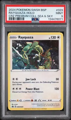 PSA 9 Rayquaza Holo SWSH029 Sea & Sky Premium Collection Crown Zenith Promo - Image 1