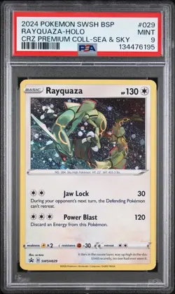 PSA 9 Rayquaza Holo SWSH029 Sea & Sky Premium Collection Crown Zenith Promo - Image 1