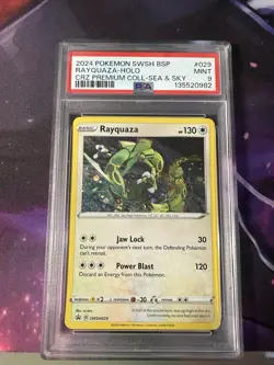 Rayquaza SWSH029 Cosmos Holo Black Star Promo PSA 9 Sea & Sky Premium Collection - Image 1