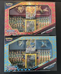 Pokemon Crown Zenith Shiny Zacian & Zamazenta Premium Figure Collection Boxes - Image 1